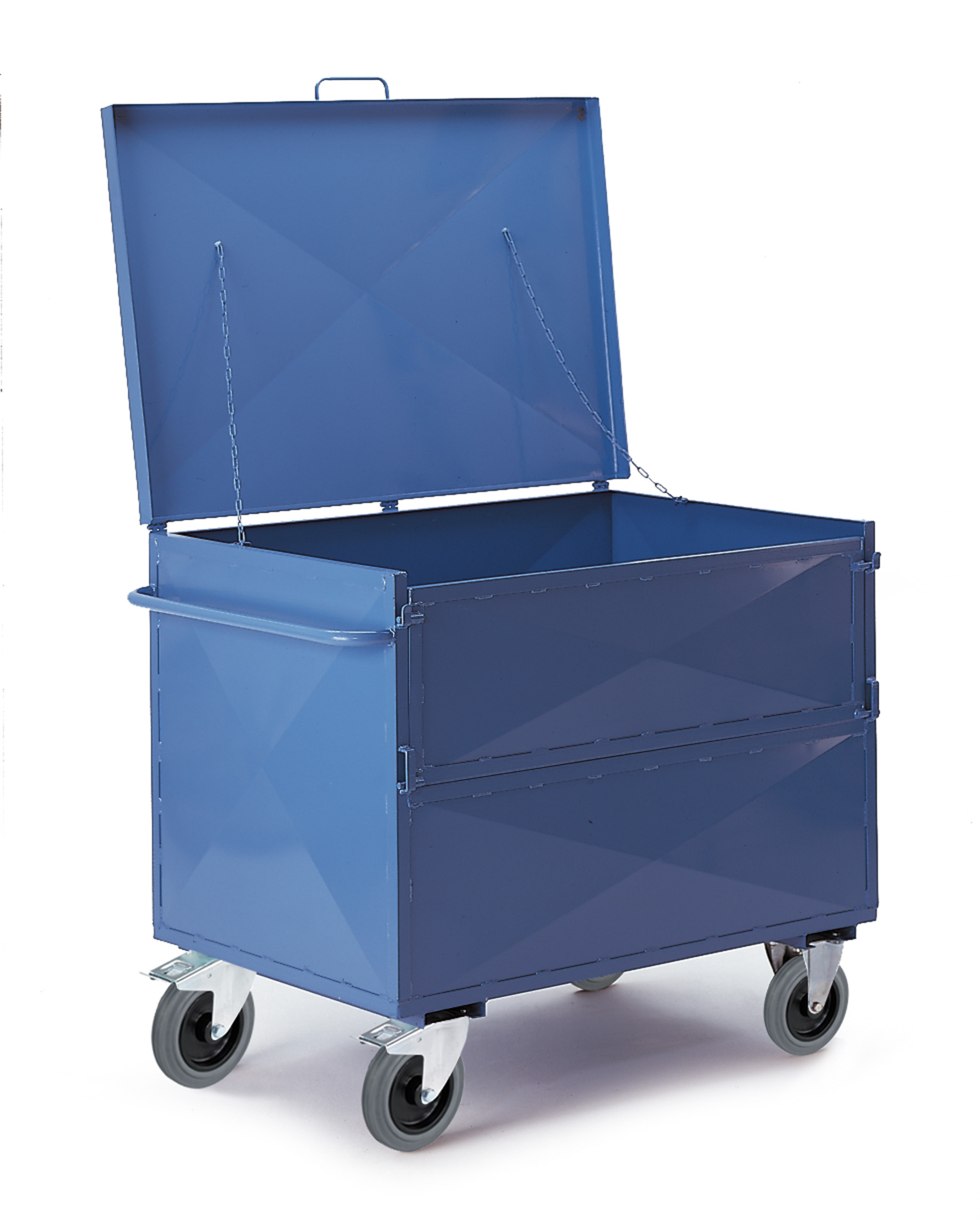 Chariot à caisse en tôle avec couvercle